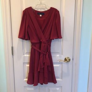 Francesca’s Maroon Wrap Dress with Bow Tie